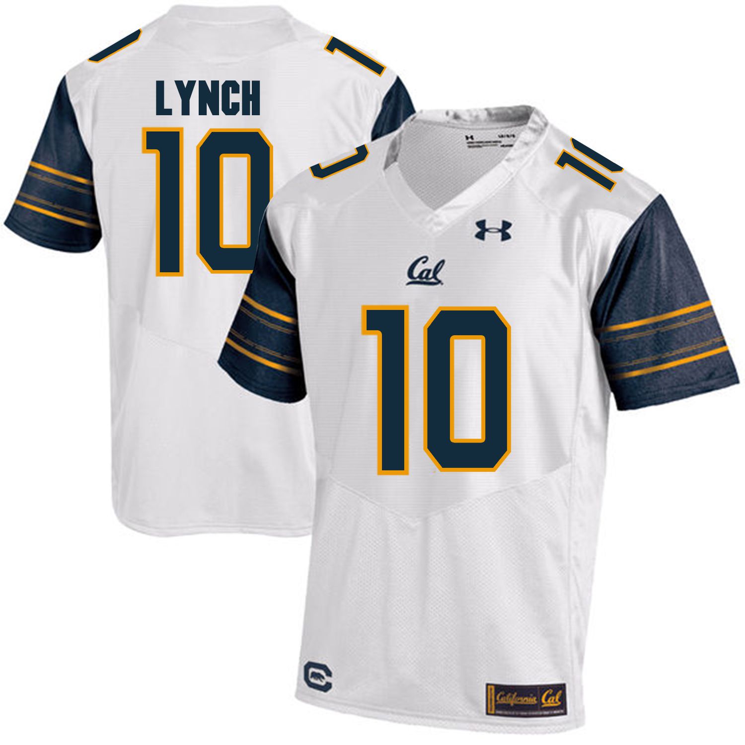 Men California Golden Bears #10 Marshawn Lynch White Customized NCAA Jerseys->customized ncaa jersey->Custom Jersey